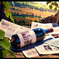 wine bottle and newspaper